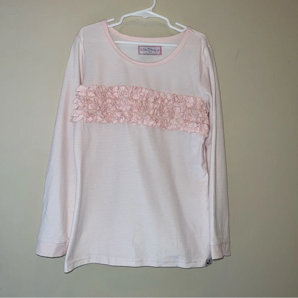 Sweethoney Pink and Navy Ruffle Long-Sleeve Pajama Set